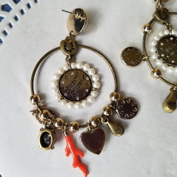 Betsey Johnson Vintage Hoop Charm Earrings - EPC - Picture 12 of 14
